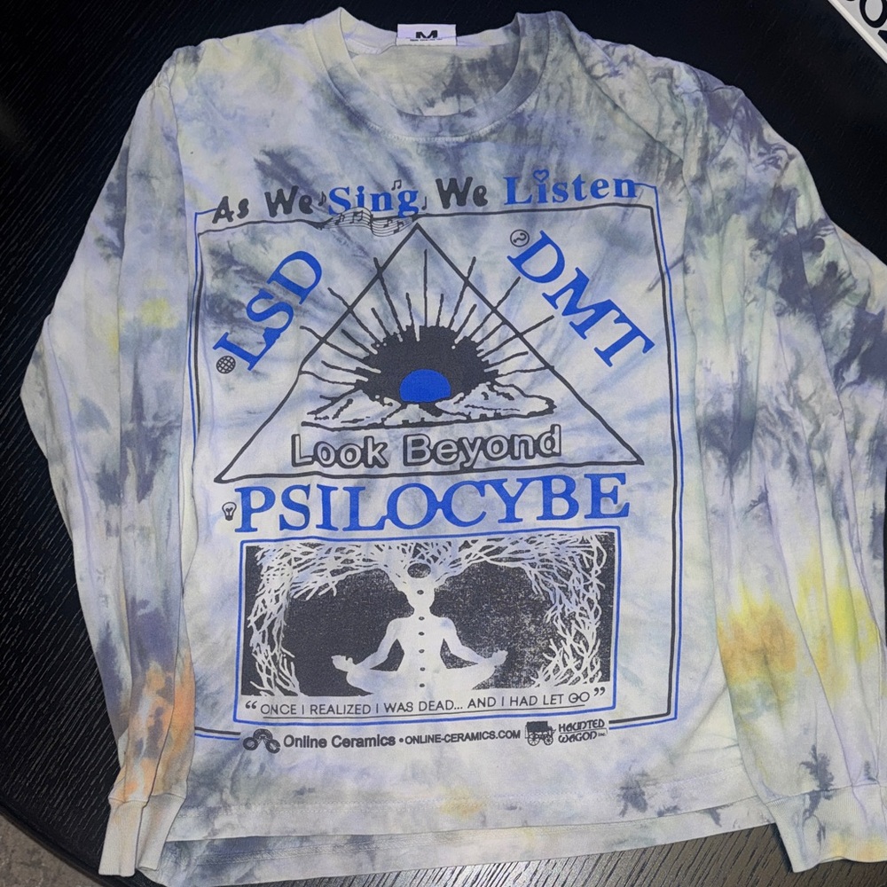 Online Ceramics Size Medium Tie-Dye Graphic Long Sleeve Shirt LSD DMT PSILOCYBE